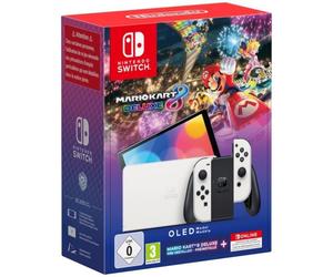 Console Nintendo Switch - Modèle OLED • Blanc + Mario Kart 8 Deluxe (Pré-installé) + 12 mois d'abonnement NSO (Code)