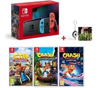 Console Nintendo Switch Néon + 3 Jeux Crash Bandicoot + Flash Led Offert