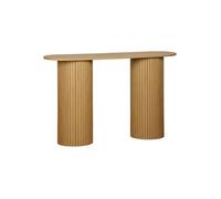 sweeek - Console Ovale scandinave Effet Bois rainuré. Pieds Ronds. Couleur Naturelle. L 120 x P 35 x H 75cm