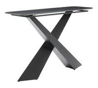 NAJMA - Console Plateau Céramique Marbré Noir Pieds Métal Noir