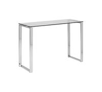 Toilinux - Console plateau verre et pieds chromés APOLLINE - Argent - Apolline