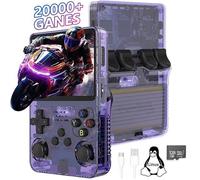Console Portable R36S, Jeux Vidéo Rétro, Écran IPS 3.5 pouces, 20 000 Jeux,Système de Linux, 128G, Purple