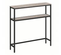 Console pour couloir, Table de salon Fine à 2 Niveaux, 20 x 80 x 80 cm, Table d'appoint avec 2 Étagères, Grège Chiné et Noir d'encre Noir