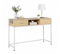 Console Relaxdays HxLxP 80x120x40 cm, 2 tiroirs, entrée & Salon, Design scandinave, métal/MDF, Blanc/Naturel
