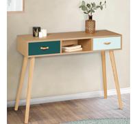 IDMarket - Console scandinave 2 tiroirs Alize Bois et Vert