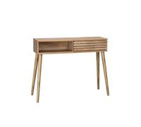 sweeek - Console scandinave Effet Bois avec 1 Porte coulissante rainurée 2 niches de Rangement