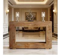 Console Style Ferme Rustique en Bois 120x30x83.5cm Polyvalente avec Rangement Panneaux de Particules pour entrée ou derrière canapé