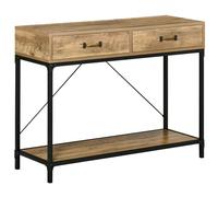 HOMCOM Table Console Table d'appoint d'entrée Industriel dim. 100L x 35l x 76H cm avec 2 tiroirs et 1 Plateau Aspect Bois