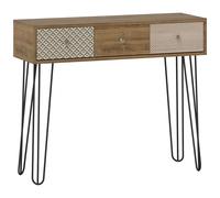 HOMCOM Console Meuble, Table Console, Style Nordique, Table d'entrée étroite avec 3 tiroirs et Pieds en Acier, Bout de canapé, pour Salon, entrée, Couloir, Marron