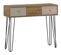 HomCom Console entrée étroite – style nordique, 3 tiroirs, pieds en acier – Marron