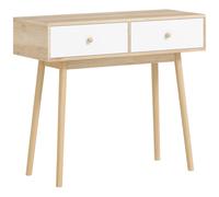 Table console - HOMCOM - 2 tiroirs et pieds en bois - pour salon, entrée, couloir - 86 x 35 x 75 cm - chêne et blanc