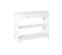Table console - HOMCOM - table entrée drapier néo-rétro 2 tiroirs 2 étagères rangement - bois - 100x30,5x80cm - blanc