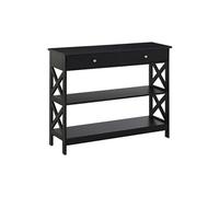 HOMCOM Table de Console Néo-Rétro 2 Tiroirs 100L x 30.5l x 80H cm Noir | Table d'Entrée, 2 Étagères, MDF