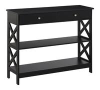 Console Style Table De Drapier Néo-Rétro 2 Tiroirs 2 Étagères Dim. 100l X 30l X 80h Cm Mdf Noir Noir