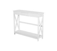 HOMCOM Console Blanche Style Néo-Rétro avec Tiroir et Étagère en MDF | Aosom France