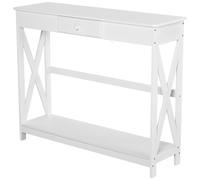 HOMCOM Table Console Table d'entrée avec 1 tiroir + 1 étagère dim. 100L x 30l x 81H cm en Bois Blanc