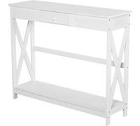 Console style table de drapier néo-rétro tiroir + étagère dim. 100L x 30l x 81H cm MDF blanc Blanc G