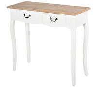 HOMCOM Table Console Table d'entrée Bout de Canapé Style Mexicain 2 tiroirs dim. 87L x 34l x 78H cm MDF Bois Massif pin Clair Blanc