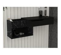 Vente-unique - Console Suspendue avec 1 tiroir et 2 niches - Effet marbre Noir - DAREKA