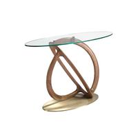 Console / Table - ANGEL CERDA - Bois de noyer et plateau ovale en verre trempé - Marron - L 125 x P 45 x H 80 cm