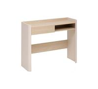 PEGANE Console Table Bureau avec Une Niche et 1 tiroir, Coloris chêne/Ivoire - Longueur 100 x Profondeur 35 x Hauteur 80 cm