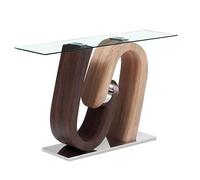 Console Table console en acier argenté et MDF coloris marron - Longueur 120 x Profondeur 40 x Hauteur 76 cm