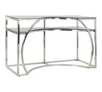 Console / Table console en acier et verre coloris argente - Longueur 120 x Profondeur 50 x Hauteur 75 cm --