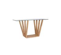 Console Table console en bois coloris naturel et verre transparent - Longueur 145 x Profondeur 45 x Hauteur 75 cm --