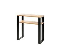 Console / table console en métal noir et MDF coloris chêne - Longueur 70 x Hauteur 75 x Profondeur 28 cm --