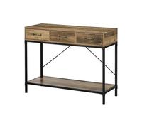 HomCom Console style industriel 3 tiroirs étagère acier noir bois vieilli 100x35x76,5 cm Marron