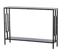Console table d'appoint design industriel dim. 106L x 23l x 76H cm étagère acier noir panneaux particules bois gris