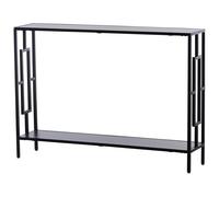 Console table d'appoint design industriel dim. 106L x 23l x 76H cm étagère acier noir panneaux particules bois gris