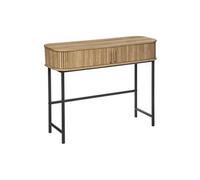 Console, table de console en bois MDF naturel et acier coloris noir - Longueur 100 x Profondeur 35 x Hauteur 80,5 cm--