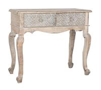console Table en bois de manguier coloris naturel-blanc - Longueur 91 x Profondeur 42 x Hauteur 81 cm