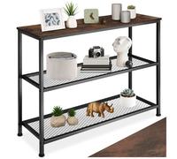 Console - TECTAKE - Console BRISTOL avec 3 étages, au style industriel en bois et acier 100 x 30 x 81 cm - Marron foncé
