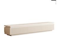 Console TV À Panneau Cannelé Finition Crème, Meuble TV Moderne À Deux Couleurs, Détail Anti-collision, Mobilier de Salon D'appartement(White,86.6IN_WITHOUT LIGHTS)