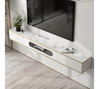 Console TV Flottante avec Deux tiroirs, Meuble TV Mural Moderne, Meuble TV Flottant avec Rangement, Meuble TV en Bois pour Maison, Salon, hôtel (Blanc, 180 x 24 x 20 cm)