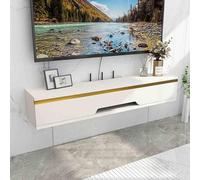 Console TV flottante élégante à fixation murale brillante avec espace de rangement, design rehausseur, parfait pour le salon et la chambre à coucher, centre de divertissement élégant pour les maisons