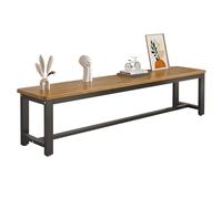 Console TV moderne sur pied avec coins arrondis, cadre en acier robuste, pieds antidérapants, design spacieux à une seule couche pour divertissement à domicile en toute sécurité (marron, 180 x 30 x 45