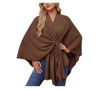 Consolidateh Sweater, Cross Front Knit PonchoSweater, Elegant Shawl Wraps Soft Open Front Poncho Sweater(Light grey)