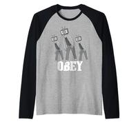 Conspiracy Theory TV Brainwashing Funny Design Manche Raglan