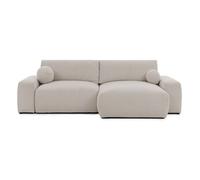 Constance - Canapé d'angle réversible 4 places convertible avec coffre en tissu - Beige