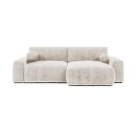 Constance - Canapé d'angle réversible 4 places convertible avec coffre en velours relief - Beige