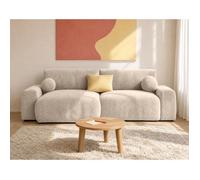 Constance - Canapé d'angle réversible 4 places convertible avec coffre en velours relief - Beige Beige