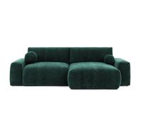 Constance - Canapé d'angle réversible 4 places convertible avec coffre en velours relief - Vert