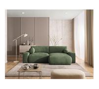 Constance - Canapé d'angle réversible 4 places convertible avec coffre en velours texturé - Vert