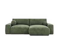 Constance - Canapé d'angle réversible 4 places convertible avec coffre en velours texturé - Vert
