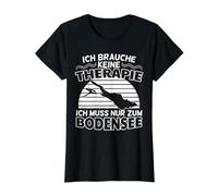 Constance de la mer de Constance au Bord des Trois Pays, Voile de la mer du Sol. T-Shirt Graphique avec Valeur, Femme, Noir, L