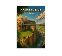 Constantine Affiche de voyage vintage Algérie Impression esthétique sur toile Décoration moderne pour chambre à coucher 40 x 60 cm