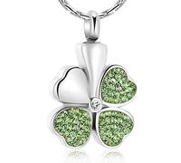 constantlife Collier funéraire funéraire en acier inoxydable avec pendentif en forme de trèfle à quatre feuilles, Métal, acier inoxydable